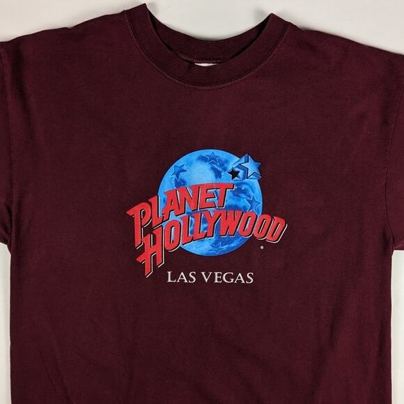 Vintage Planet Hollywood Las Vegas 90s Maroon 1991 Made in USA Red Shirt - Picture 2 of 5